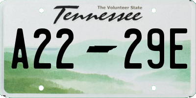 TN license plate A2229E
