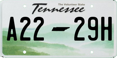 TN license plate A2229H