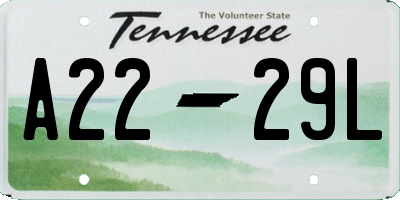 TN license plate A2229L