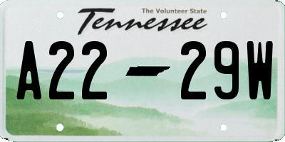 TN license plate A2229W