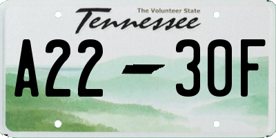 TN license plate A2230F