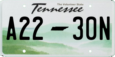 TN license plate A2230N