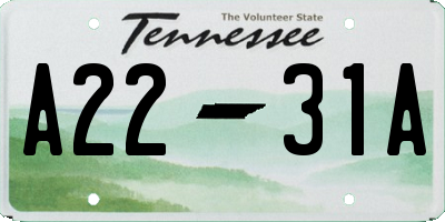 TN license plate A2231A
