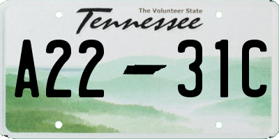 TN license plate A2231C