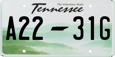 TN license plate A2231G