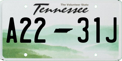 TN license plate A2231J