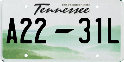 TN license plate A2231L
