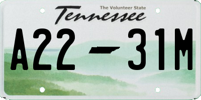 TN license plate A2231M