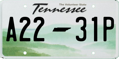 TN license plate A2231P