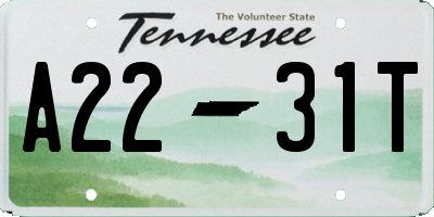 TN license plate A2231T