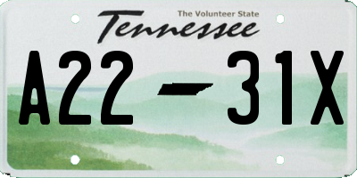 TN license plate A2231X