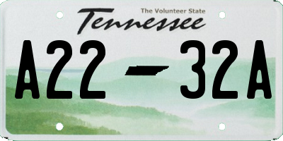 TN license plate A2232A