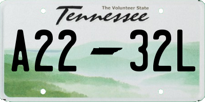 TN license plate A2232L