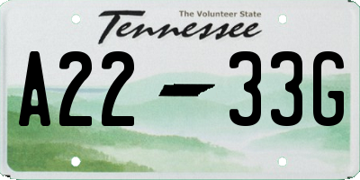 TN license plate A2233G