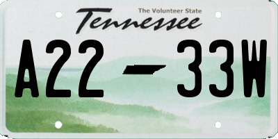 TN license plate A2233W