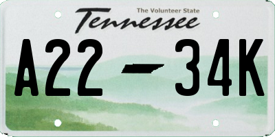 TN license plate A2234K