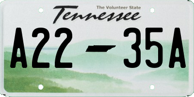 TN license plate A2235A