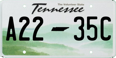 TN license plate A2235C
