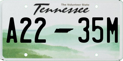 TN license plate A2235M