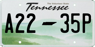 TN license plate A2235P