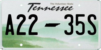 TN license plate A2235S