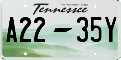 TN license plate A2235Y