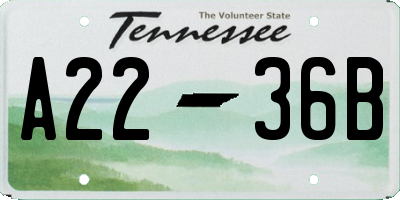 TN license plate A2236B