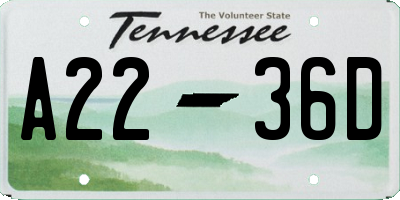 TN license plate A2236D