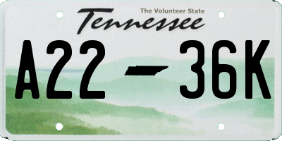 TN license plate A2236K