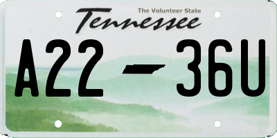 TN license plate A2236U