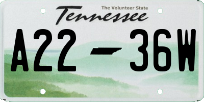 TN license plate A2236W
