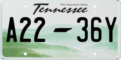 TN license plate A2236Y