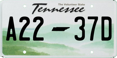 TN license plate A2237D