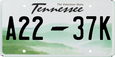 TN license plate A2237K