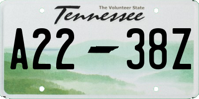 TN license plate A2238Z