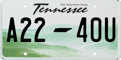 TN license plate A2240U
