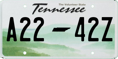 TN license plate A2242Z