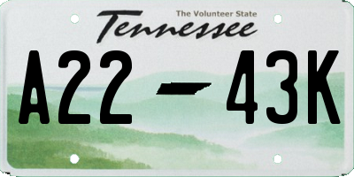 TN license plate A2243K