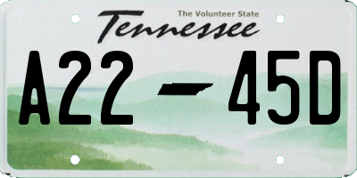 TN license plate A2245D