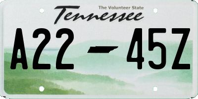 TN license plate A2245Z