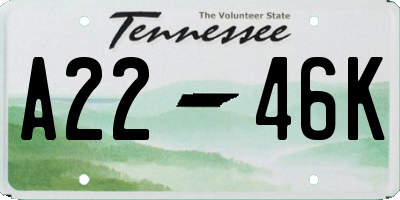 TN license plate A2246K