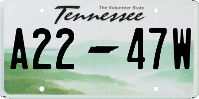 TN license plate A2247W
