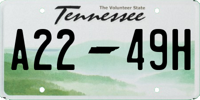 TN license plate A2249H