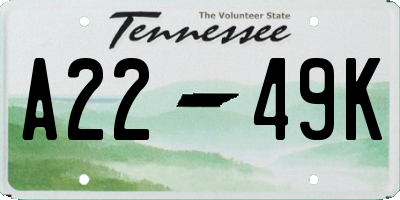 TN license plate A2249K