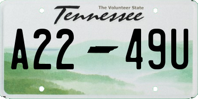 TN license plate A2249U