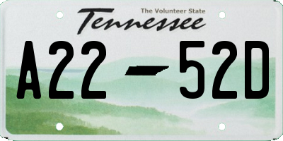 TN license plate A2252D