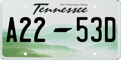 TN license plate A2253D