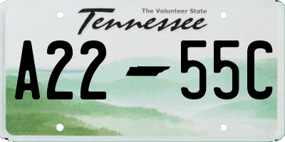 TN license plate A2255C