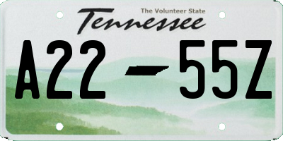 TN license plate A2255Z