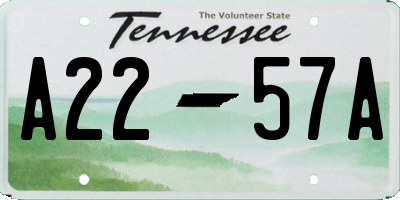 TN license plate A2257A